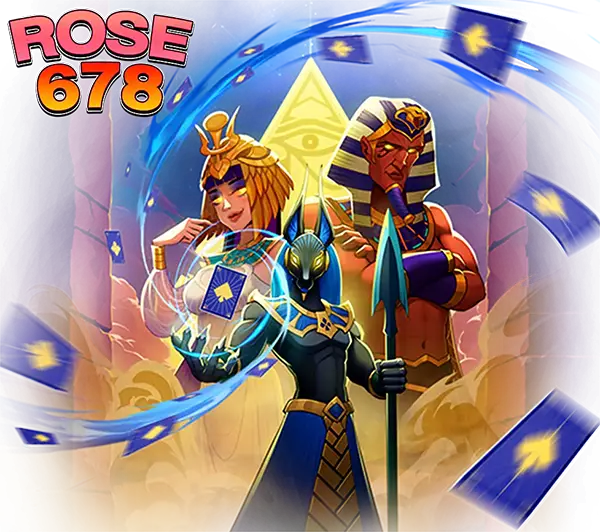 ไอคอน ROSE678 สล็อตแฟนตาซี ตัวละครนักรบพร้อมไพ่ลอยรอบตัว เอฟเฟกต์แสงสีทอง